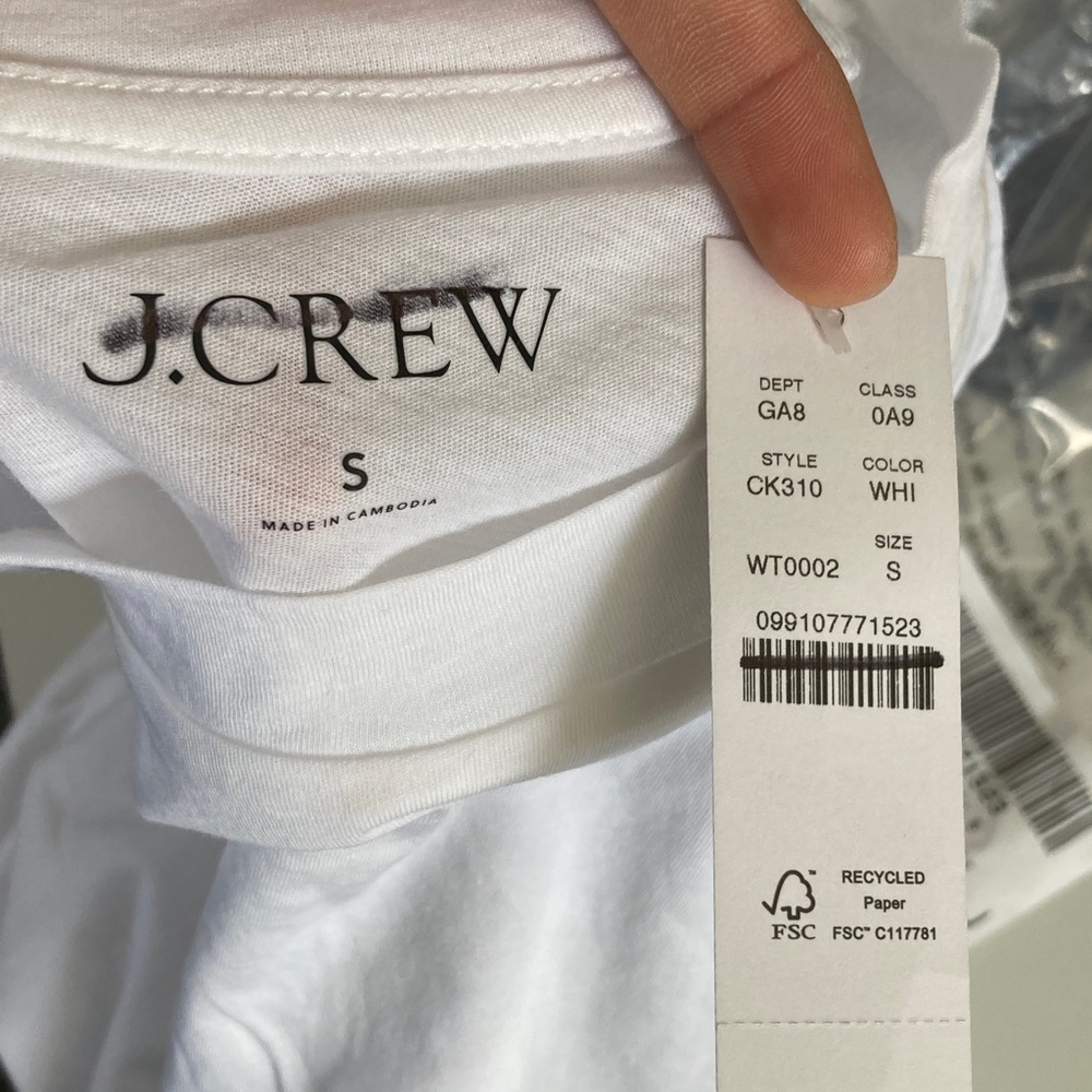 J.‎ Crew Feather jersey cropped T-shirt Small Crisp White Tee - Picture 10 of 10